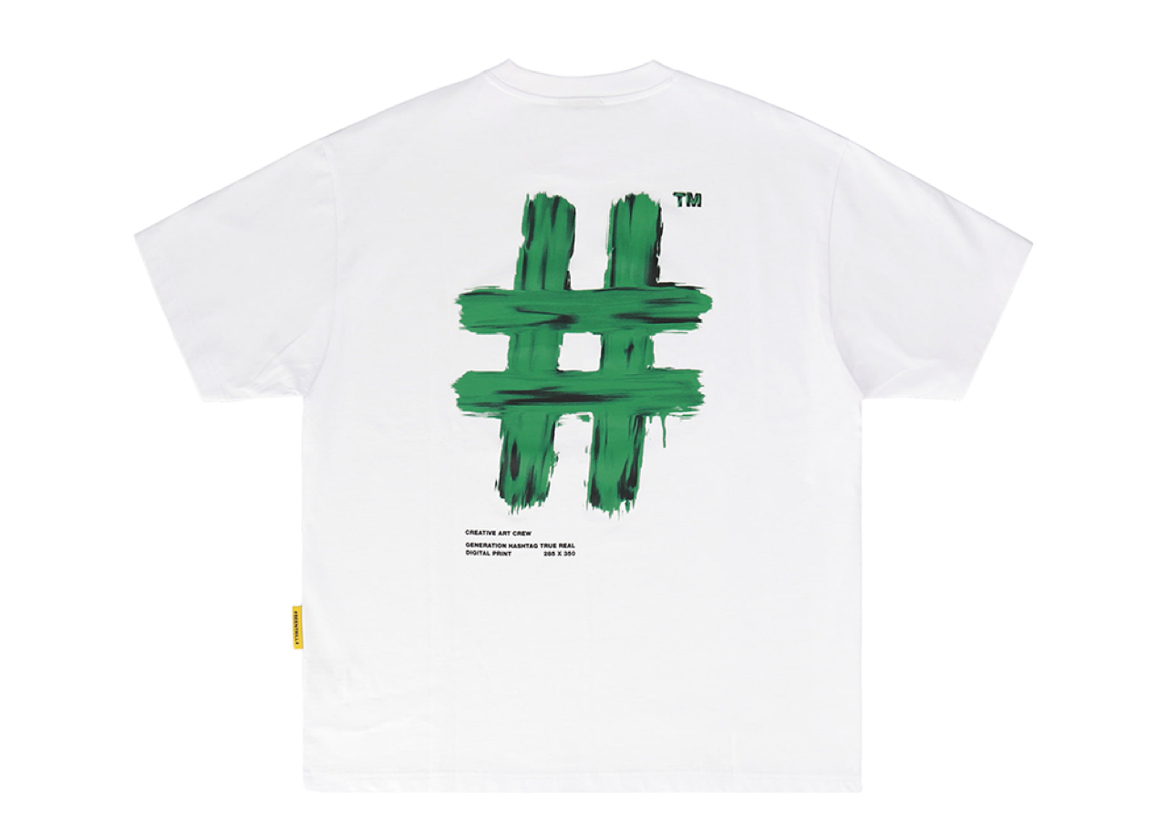 Beentrill Painting Hashtag Overfit Short Sleeve T-Shirt White