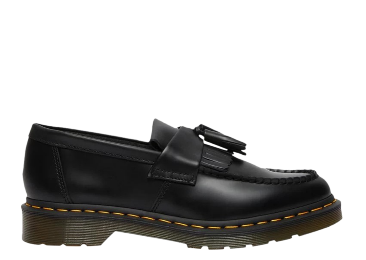 Dr. Martens Adrian Yellow Stitch Leather Tassel Loafer Black