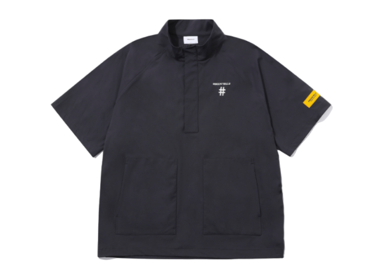 Beentrill Stand Collar Oversized Short Sleeve Anorak Dark Charcoal
