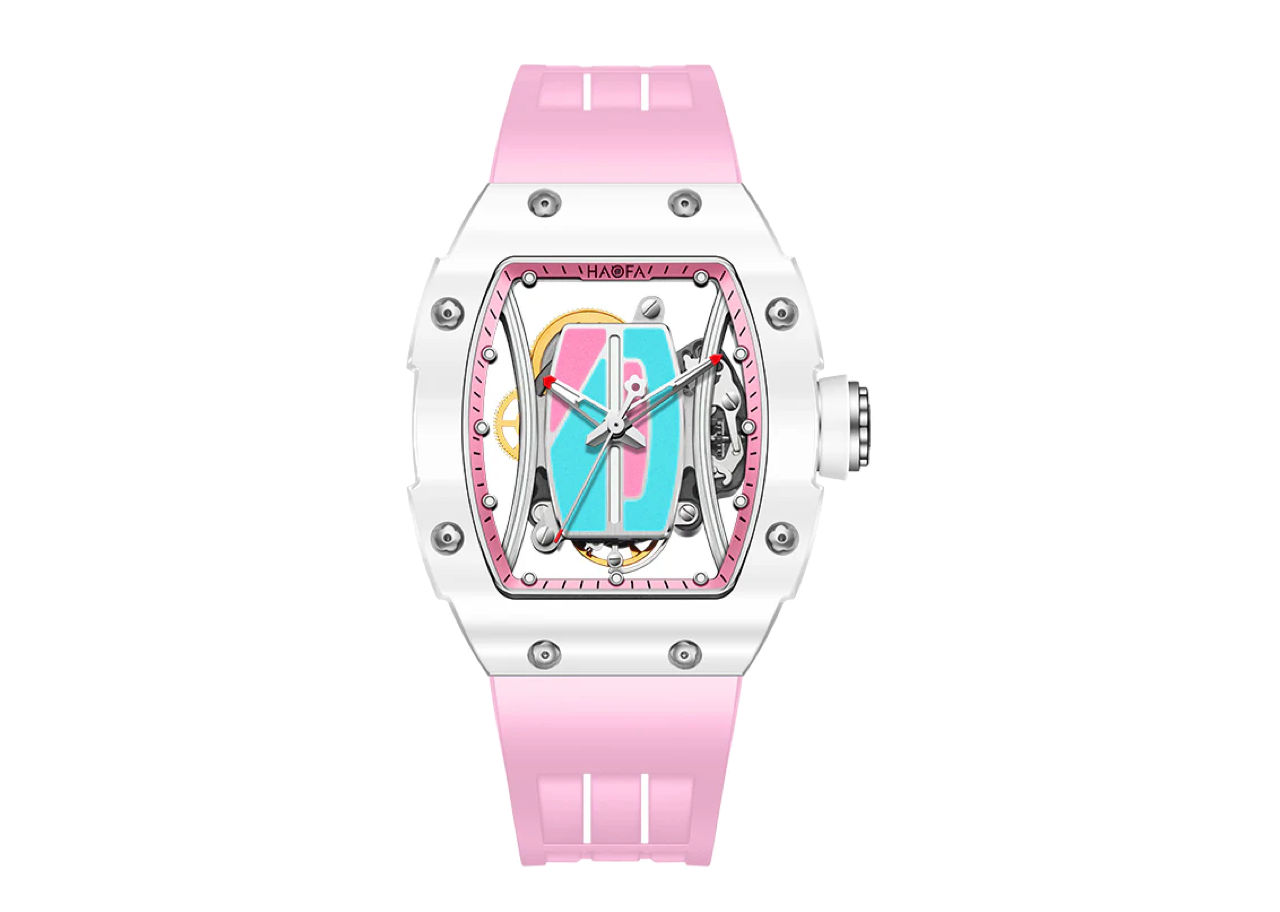 Haofa Ceramics Bezel Middle Size Model 1991 Automatic Watch Pink