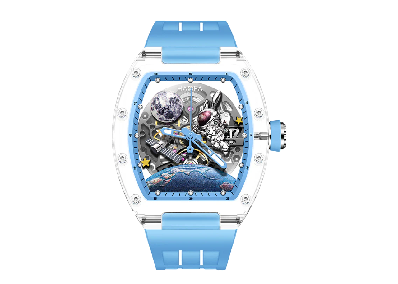 Haofa Crystal Automatic 3d Spaceship Watch 2320 Blue