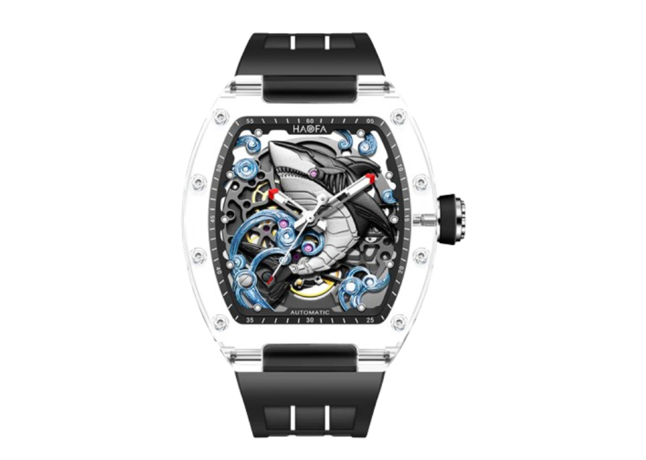 Haofa 2322 3d Crazy Shark Transparent Crystal Super Luminous Automatic Black
