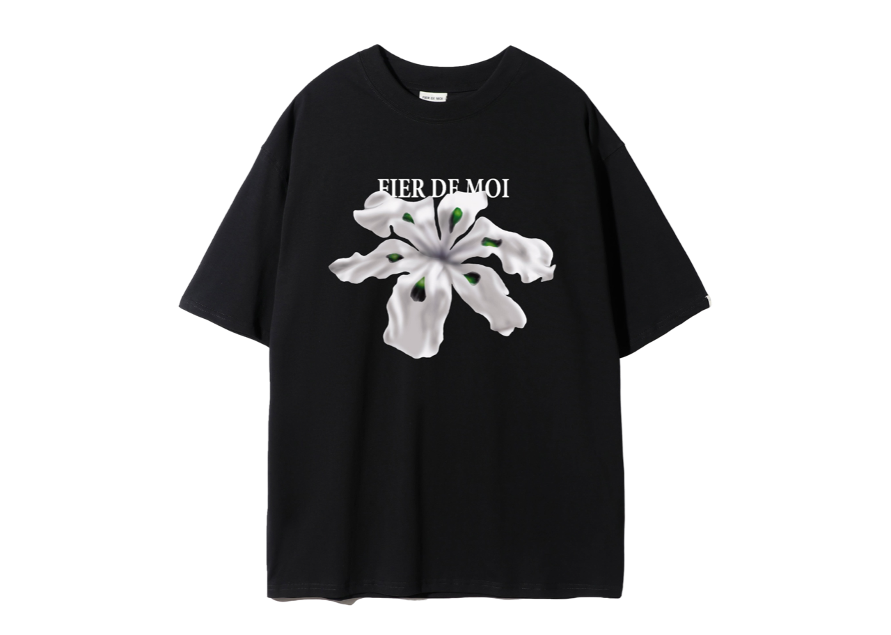 Fier De Moi Steel Iris Front T-shirt Black