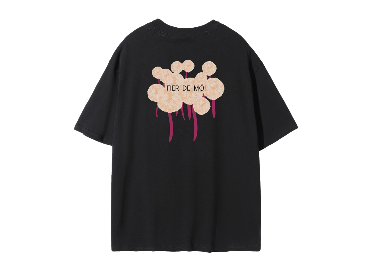 Fier De Moi Pink Dandelion T-shirt Black