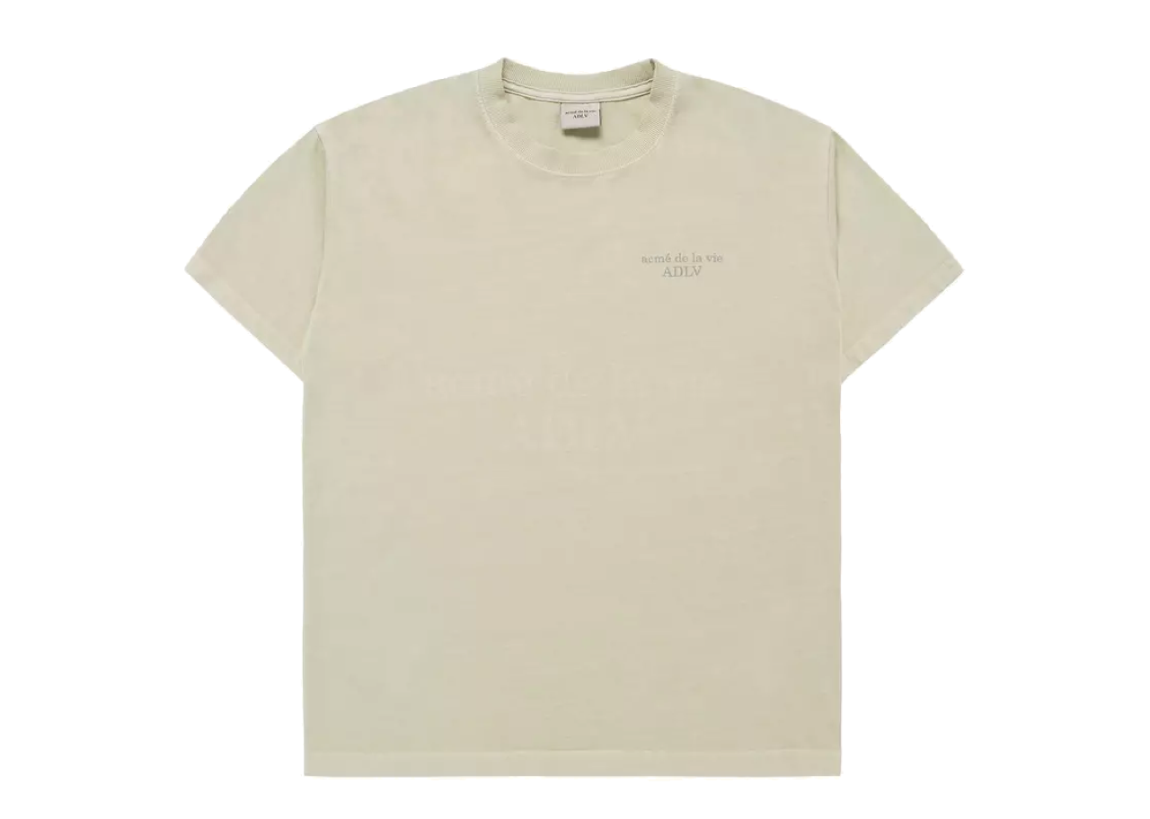 Acme De La Vie Basic Logo Pigment Washing T-Shirt Beige