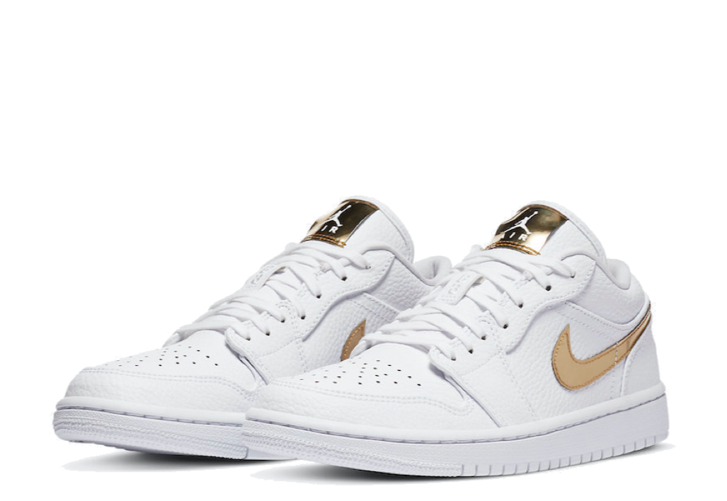 Air Jordan 1 Retro Low White Metallic Gold (Women's) - photo 2