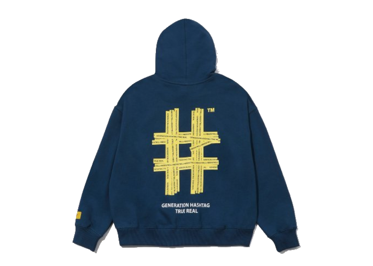 Beentrill Yellow Taping Hashtag Hoodie Indigo