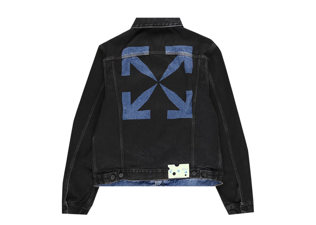 Off White Stencil Slim Denim Jacket Black Medium Blue - photo 2