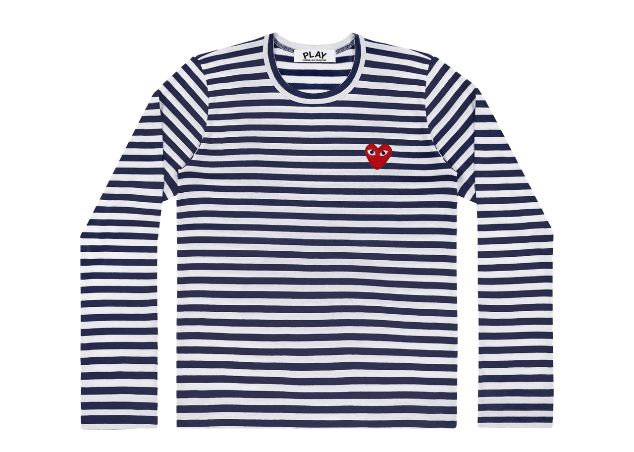 Comme Des Garçons Play Striped Long Sleeve Navy (Unisex)
