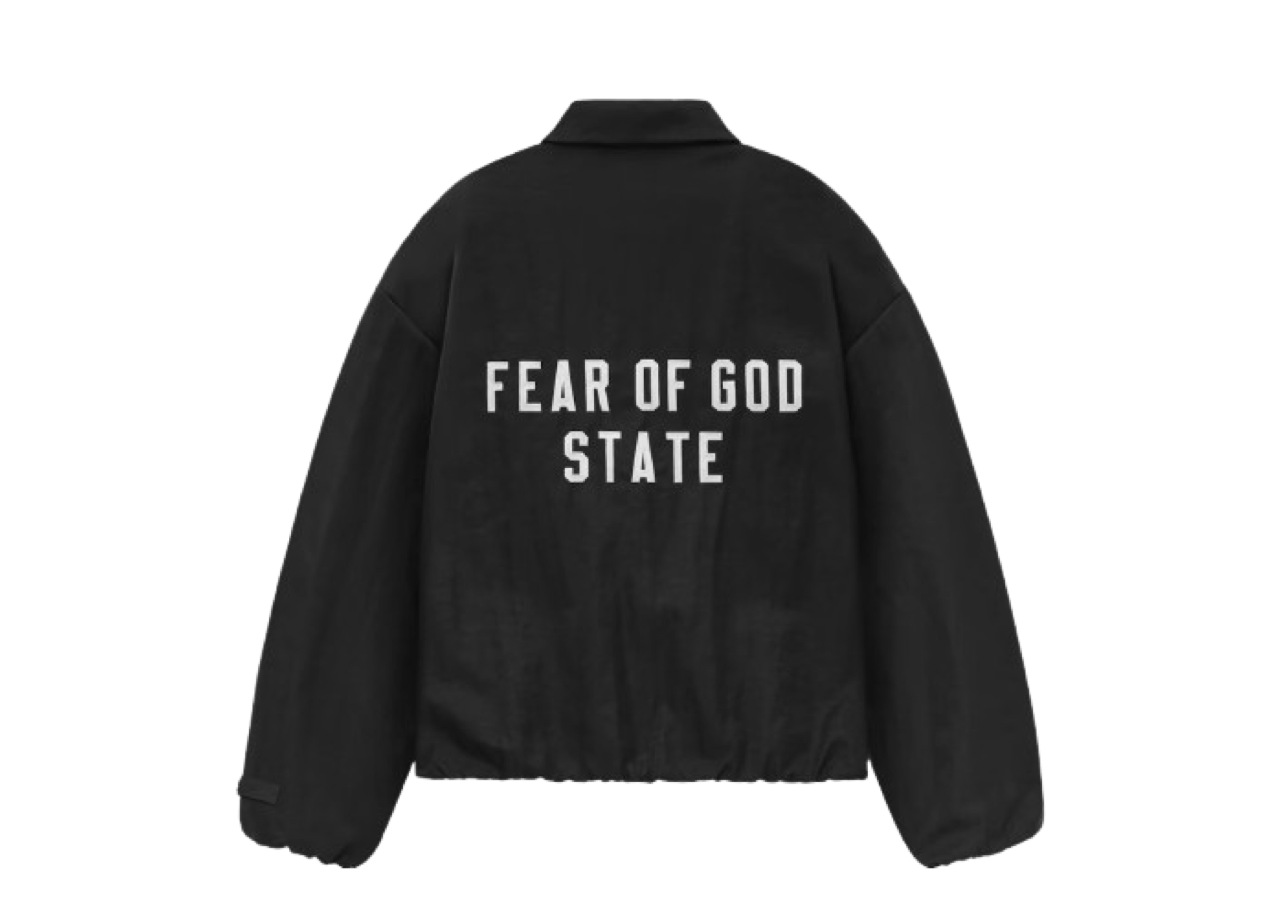 Fear Of God Essentials Textured Nylon Trucker Jacket Black - photo 2