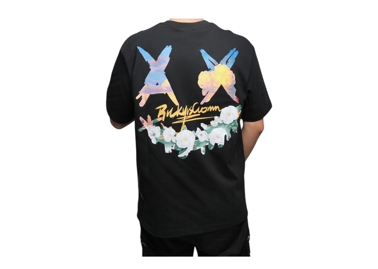 Ricky Is Clown Camellia Joker Smiley T-shirt Black