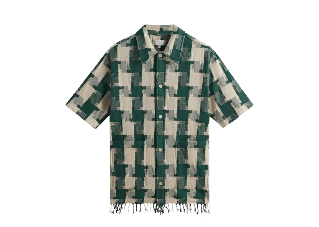 Kith Jumbo Houndstooth Boxy Collared Overshirt Conifer