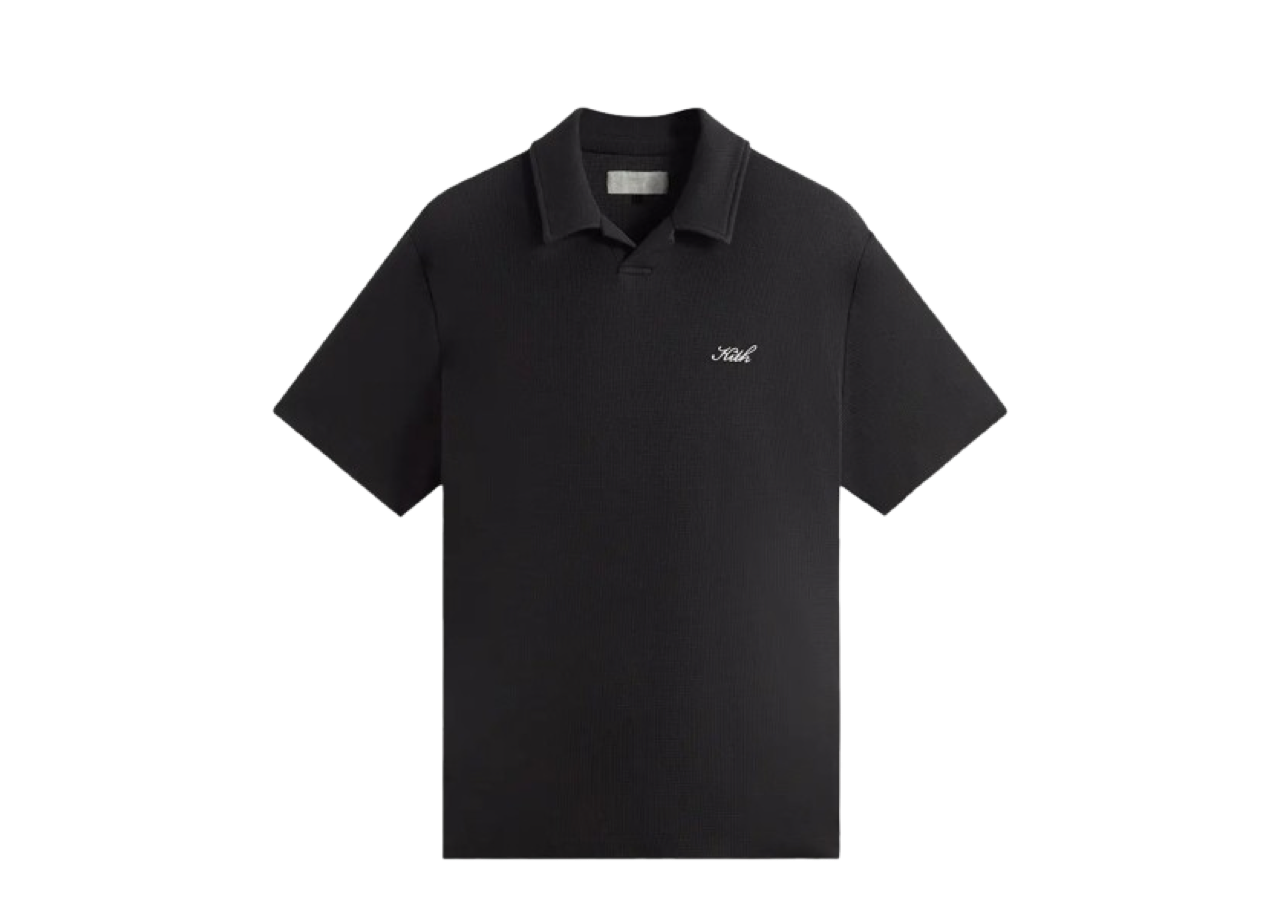 Kith Micro Waffle Drew Polo Black