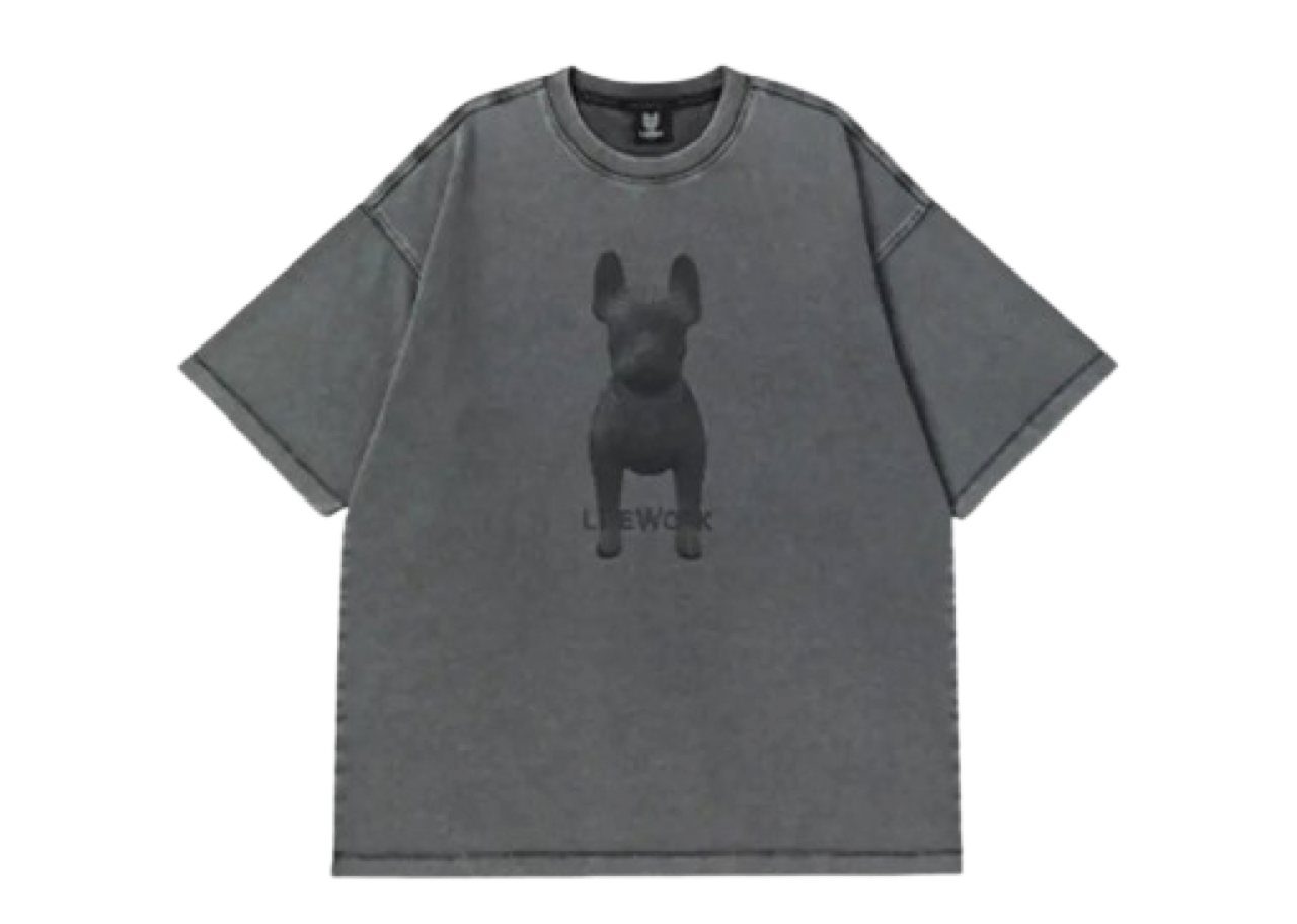 Lifework Salt Washed Halftone Ladok Short Sleeve T-Shirt Charcoal Grey