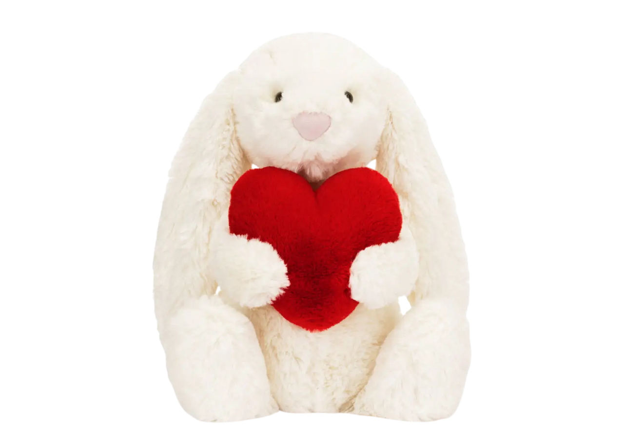 Jellycat Bashful Red Love Heart Bunny Cream Medium