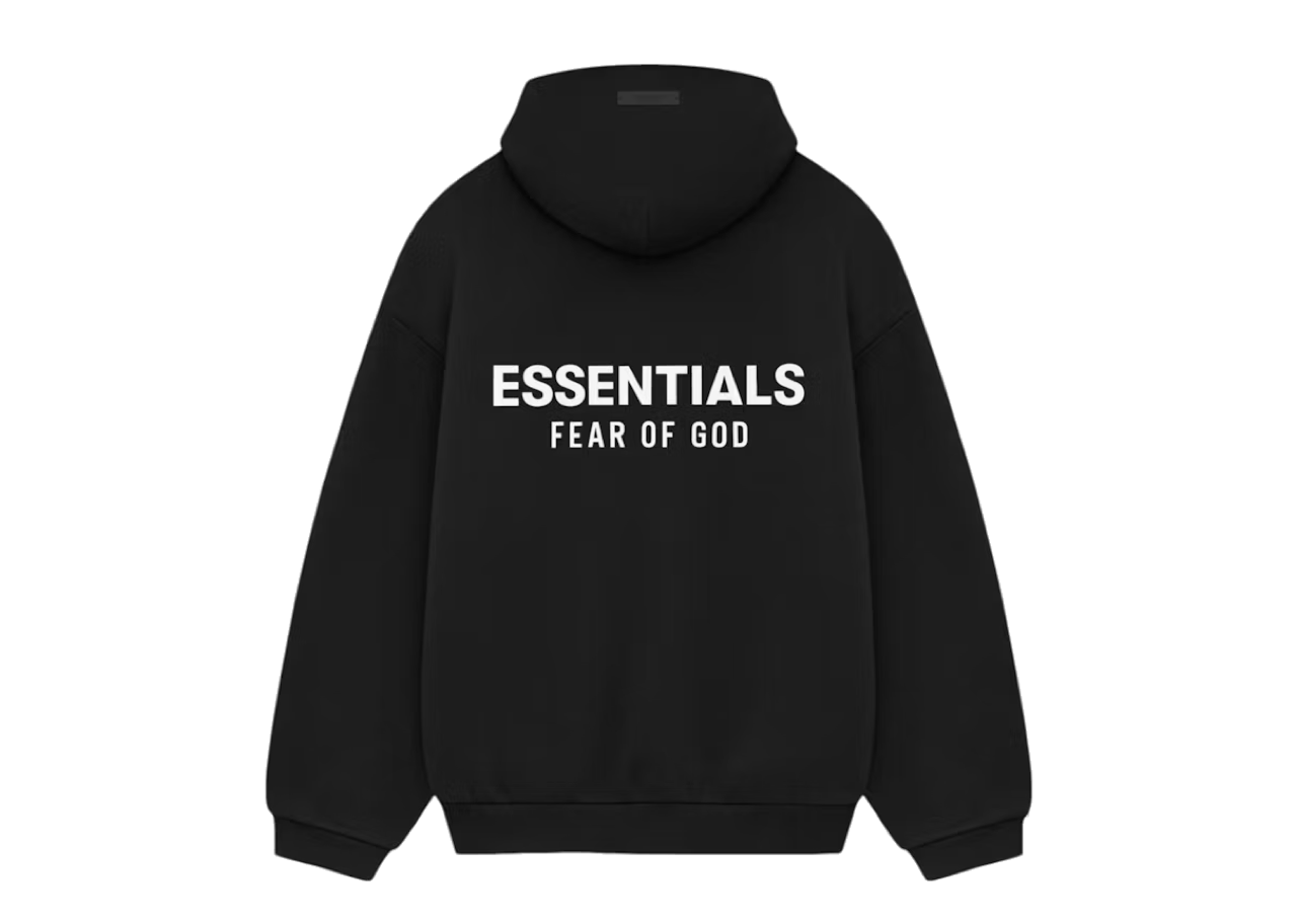 Fear Of God Essentials Back Logo Hoodie Black