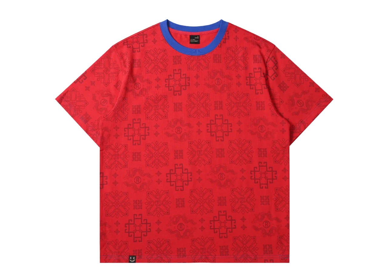 Ricky Is Clown Tang Dynasty Pattom Joker Smiley T-Shirt Red - photo 2