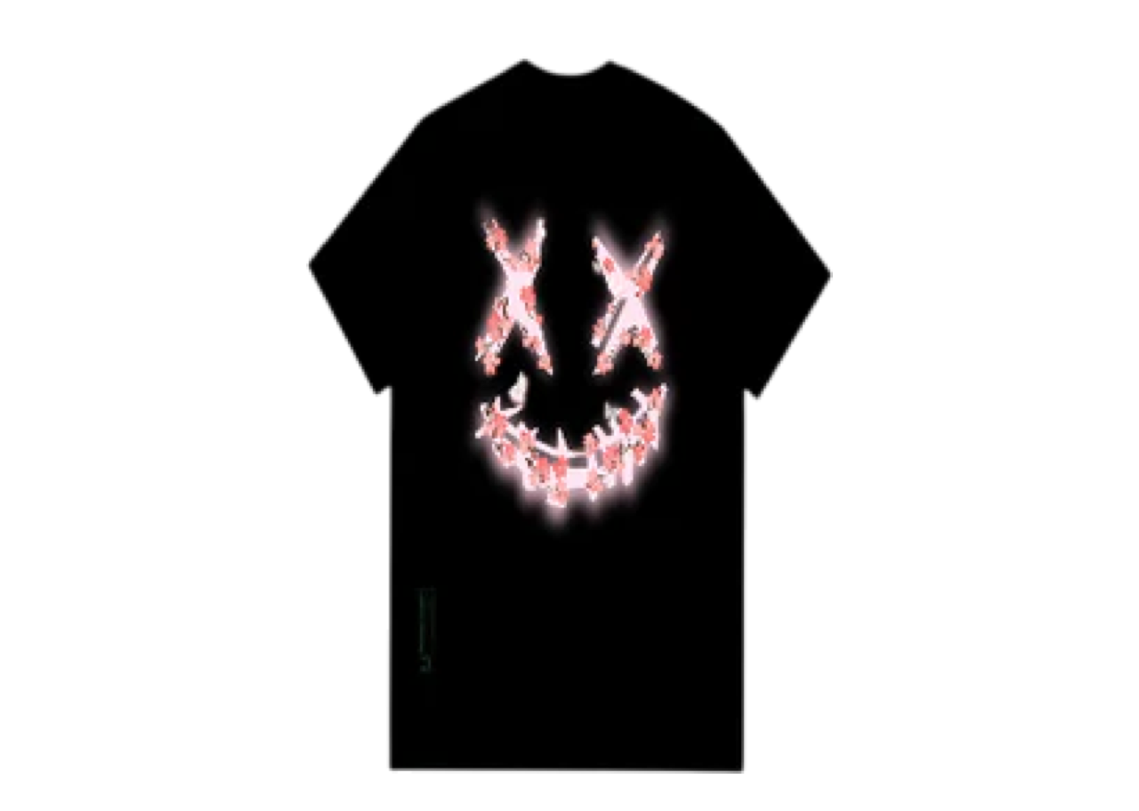 Ricky Is Clown Cherryblossom Halo Joker Smiley T-Shirt Black