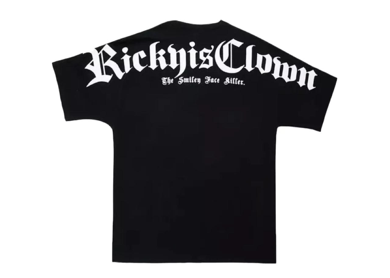 Rick Is Clown Gothic Font Logo Print T-Shirt Black Oversized