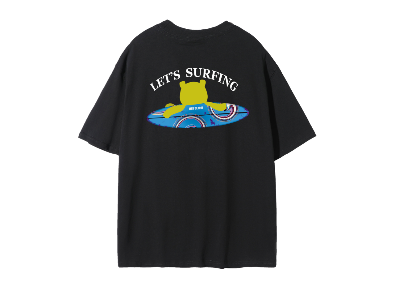Fier De Moi Surfing Bear T-shirt Black