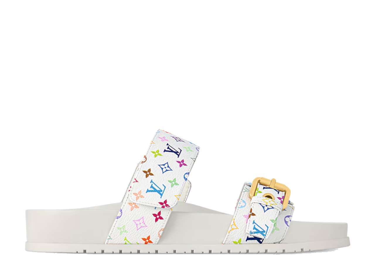 Louis Vuitton Bom Dia Flat Comfort Mule Takashi Murakami White (Women's)