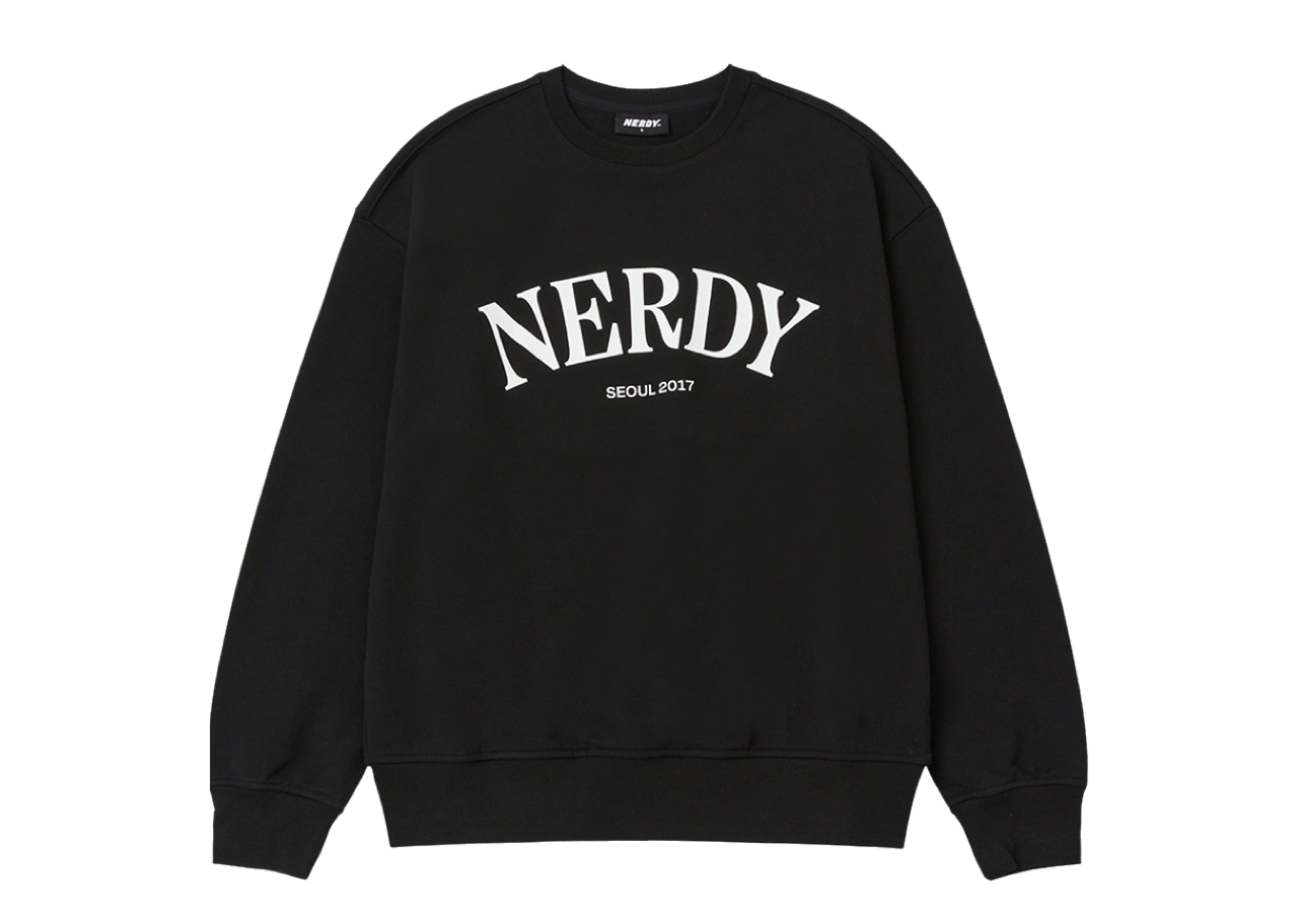 Nerdy Serif Arch Logo Sweatshirt Black
