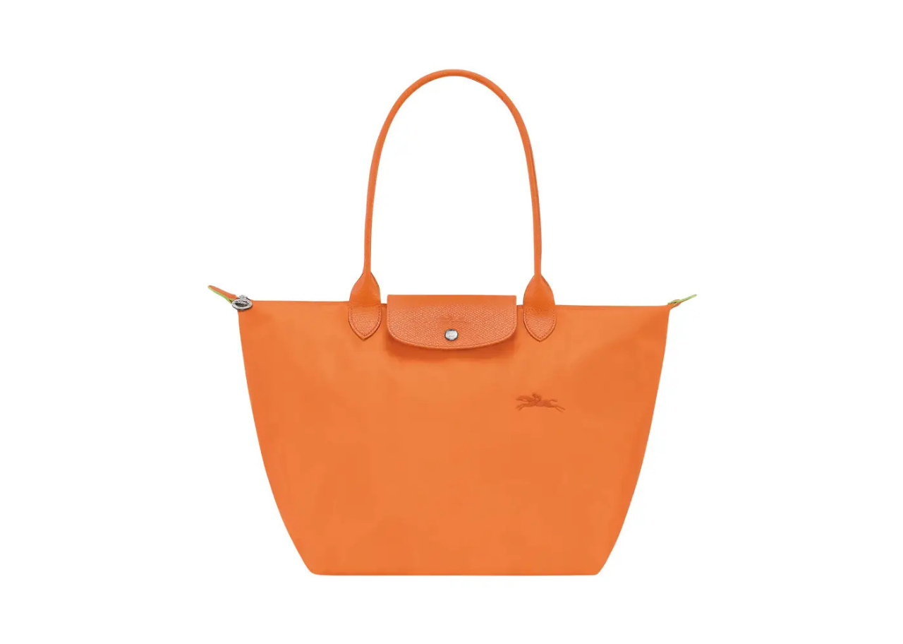 Longchamp Le Pliage Green Large Tote Bag Orange