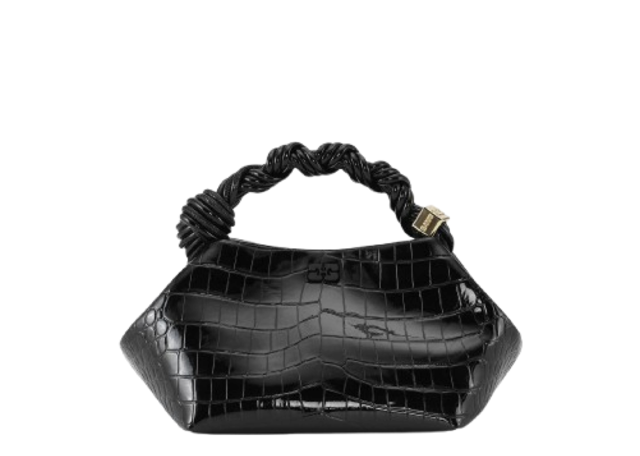 Ganni Small Bou Bag Croco Patent Black