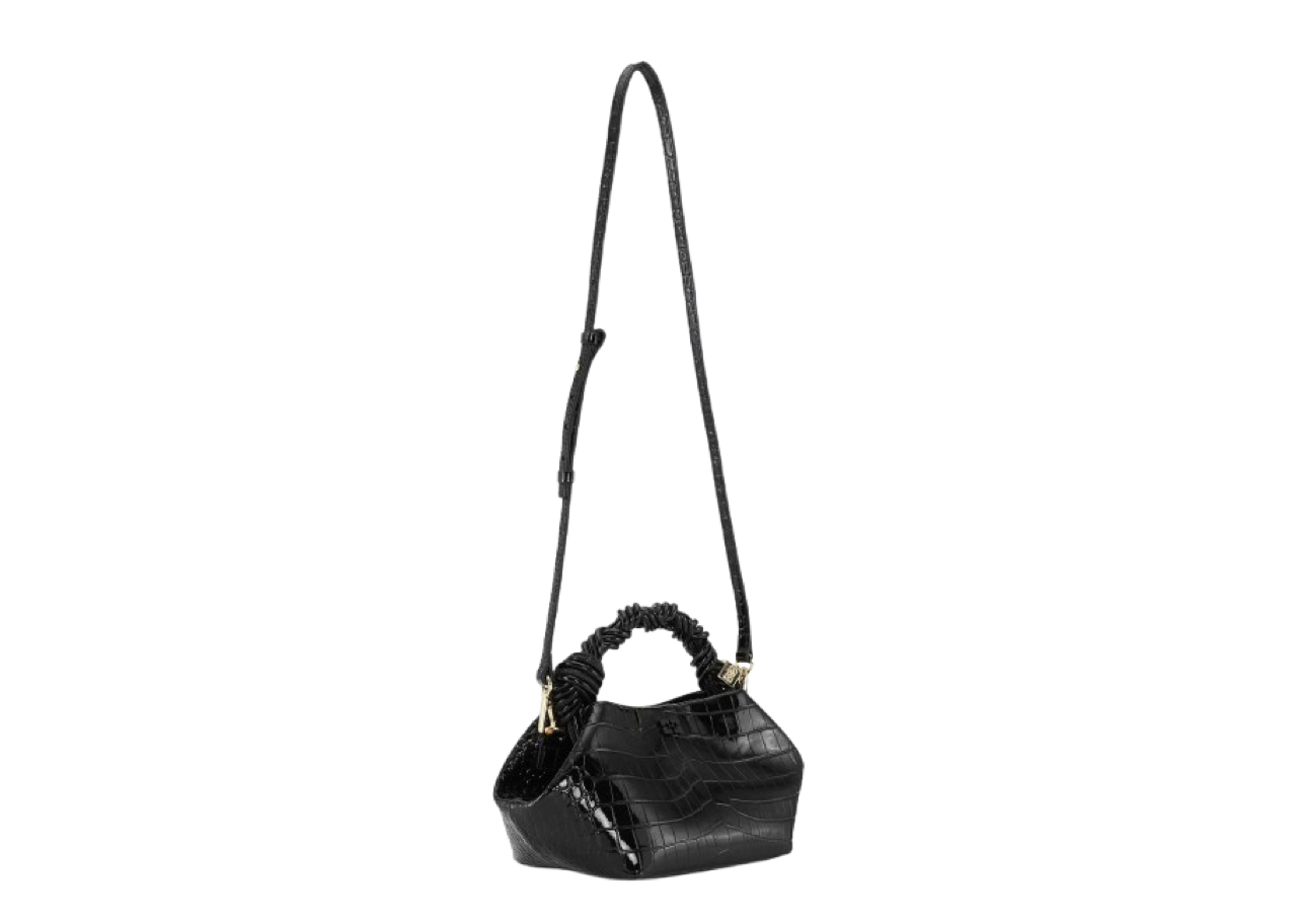 Ganni Small Bou Bag Croco Patent Black - photo 3