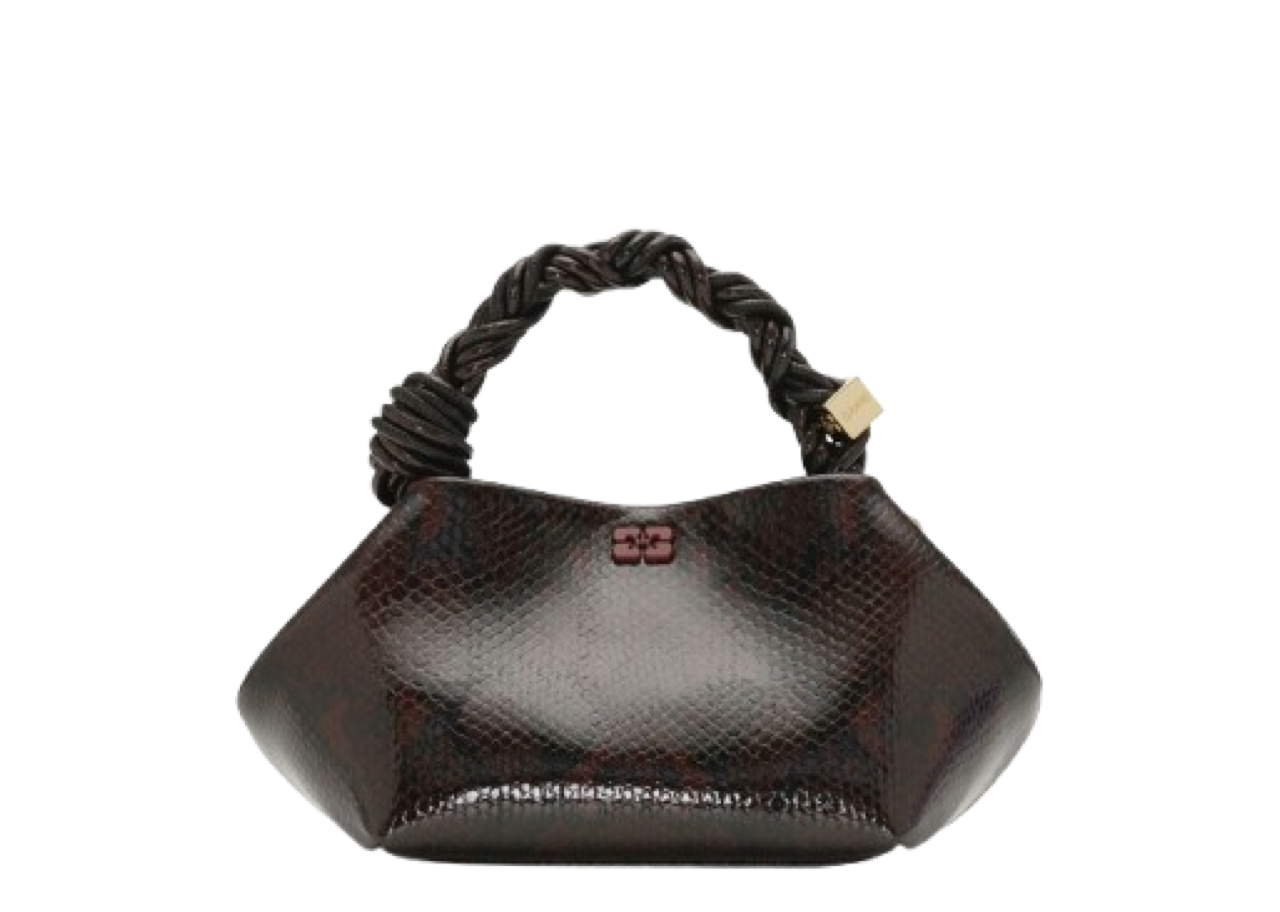 Ganni Small Bou Bag Snake Dark Burgundy