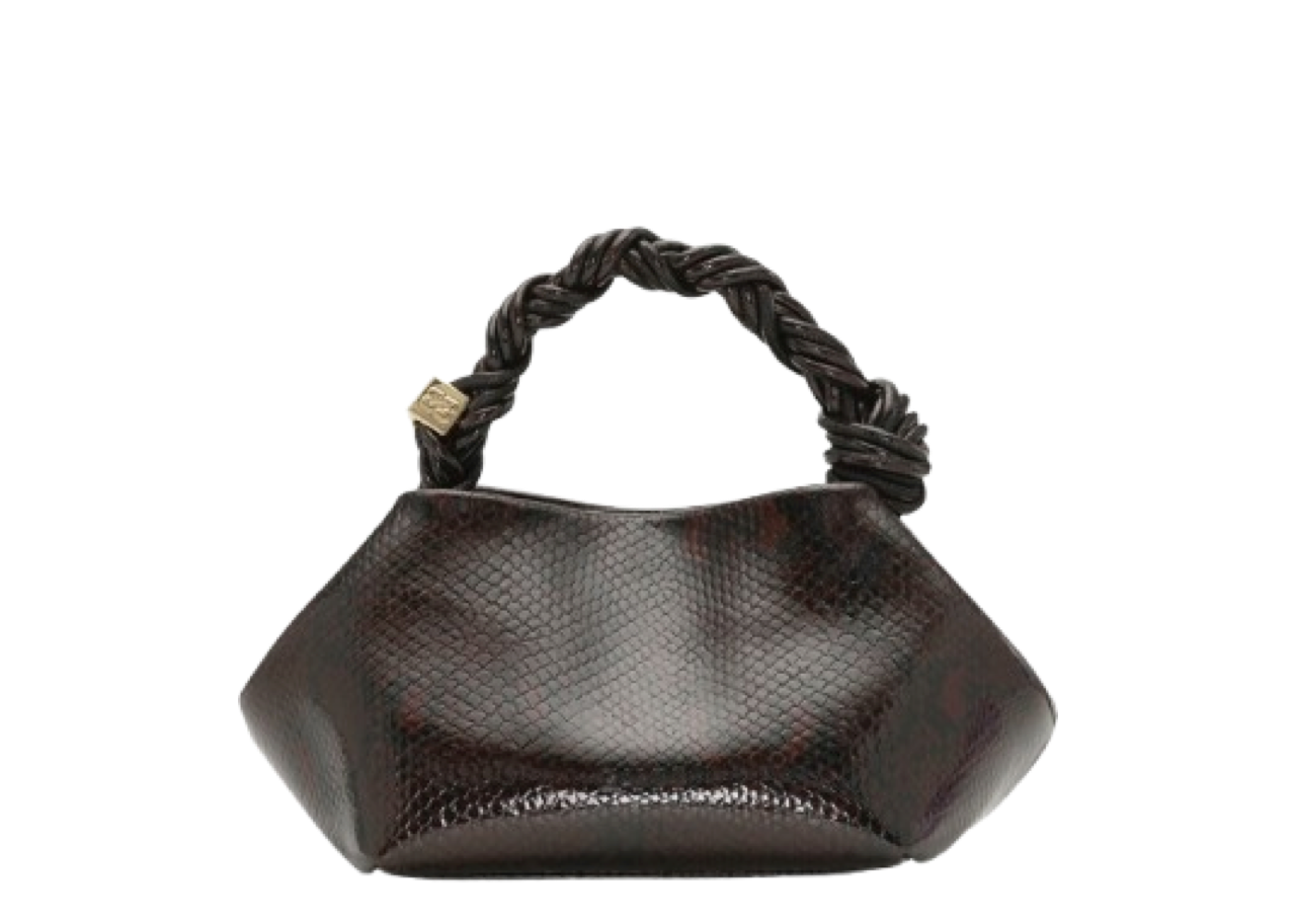 Ganni Small Bou Bag Snake Dark Burgundy - photo 2
