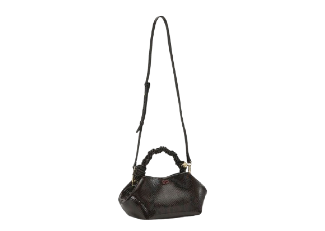 Ganni Small Bou Bag Snake Dark Burgundy - photo 3