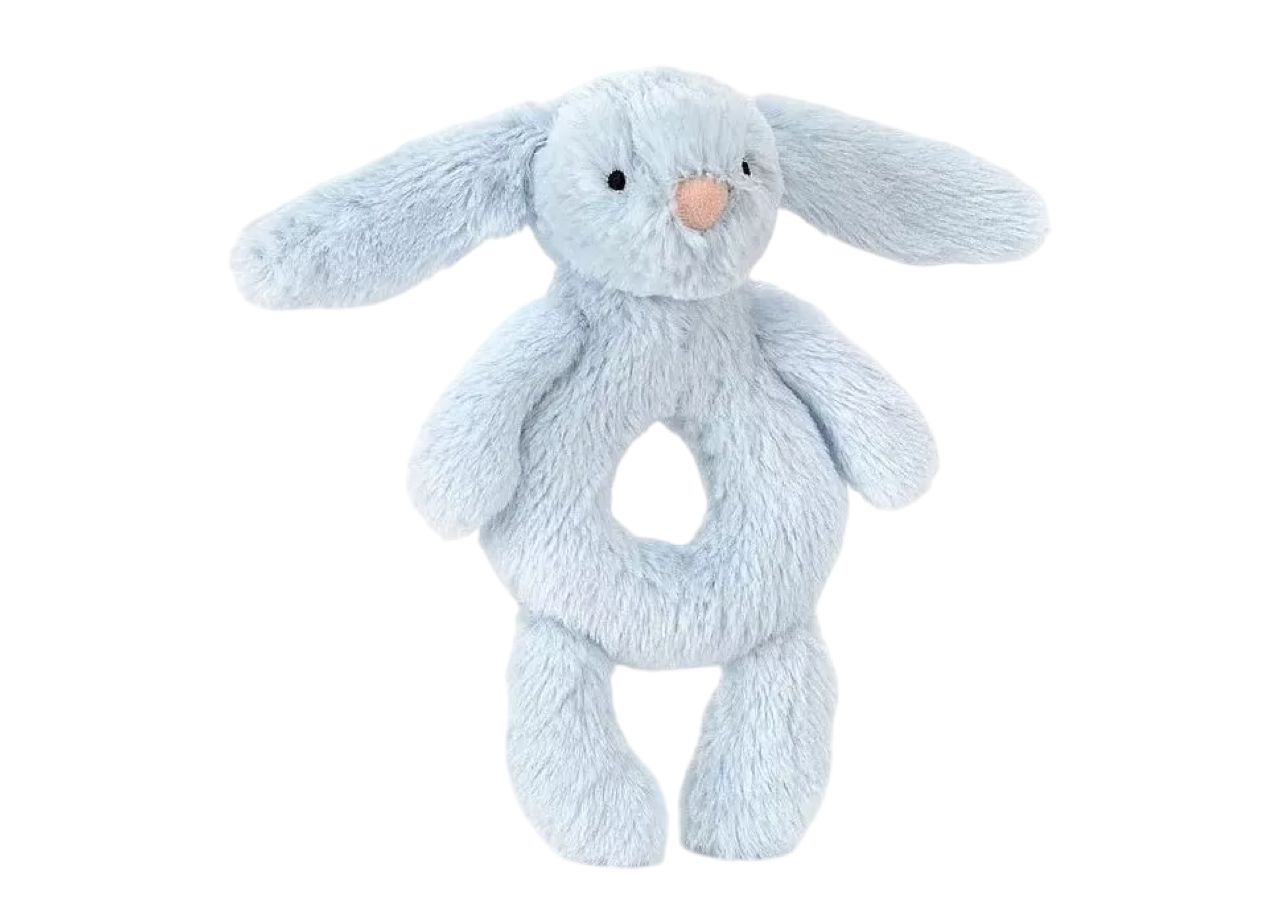 Jellycat Rabbit Rattle Toy Light Blue