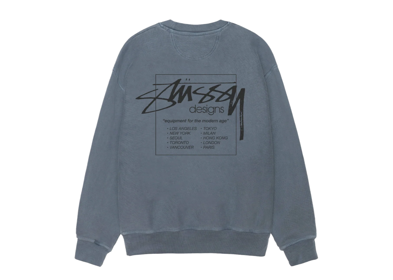 Stussy Modern Age Crew Pigment Dyed Navy | Kick Avenue