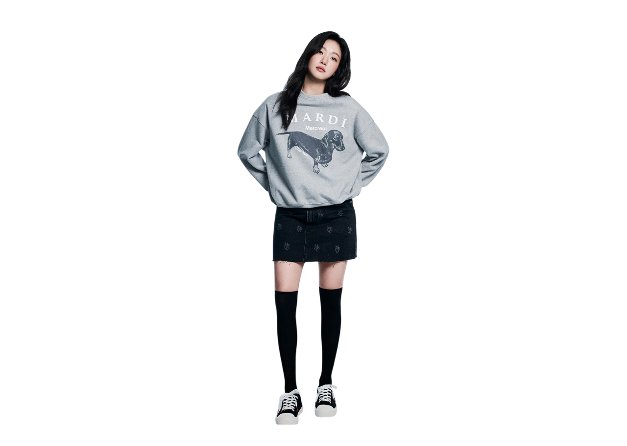 Mardi Mercredi Dog White Oatmeal Grey Sweatshirt