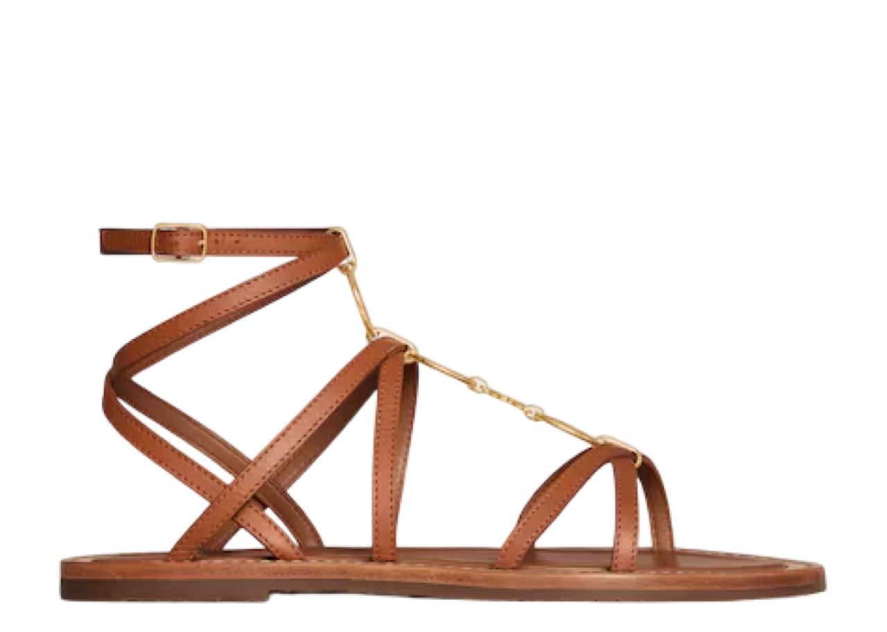 Celine Lympia Strappy Jewel Sandal Tan
