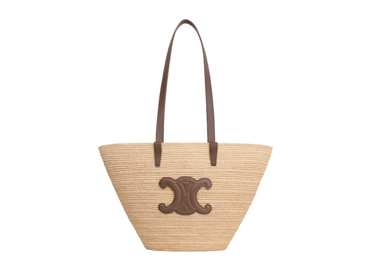Celine Medium Supple Celine Classic Panier In Raffia Glazed Brown