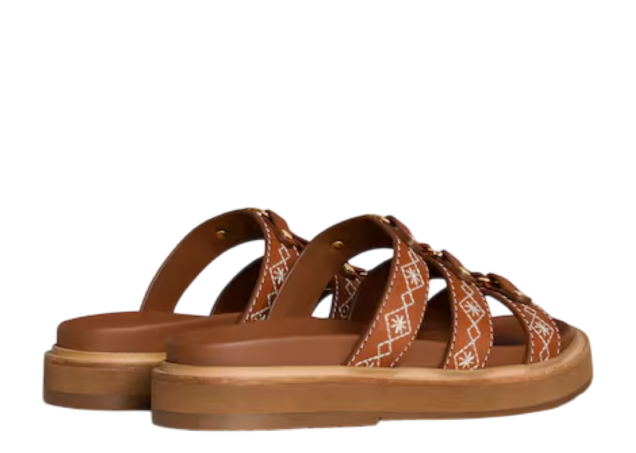 Celine Tippi Slide In Embroidered Tan Ecru - photo 3