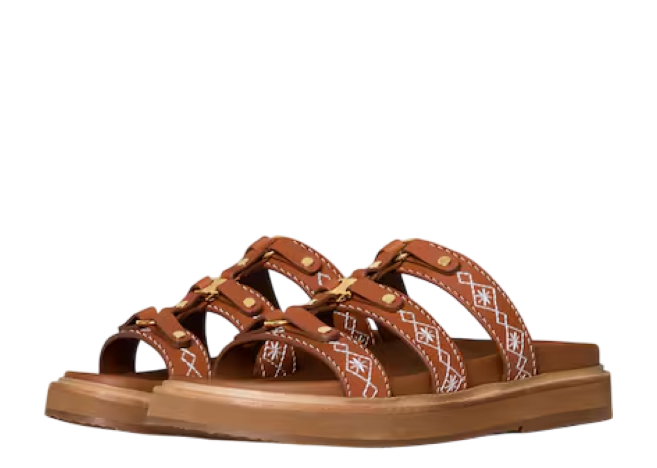 Celine Tippi Slide In Embroidered Tan Ecru - photo 2