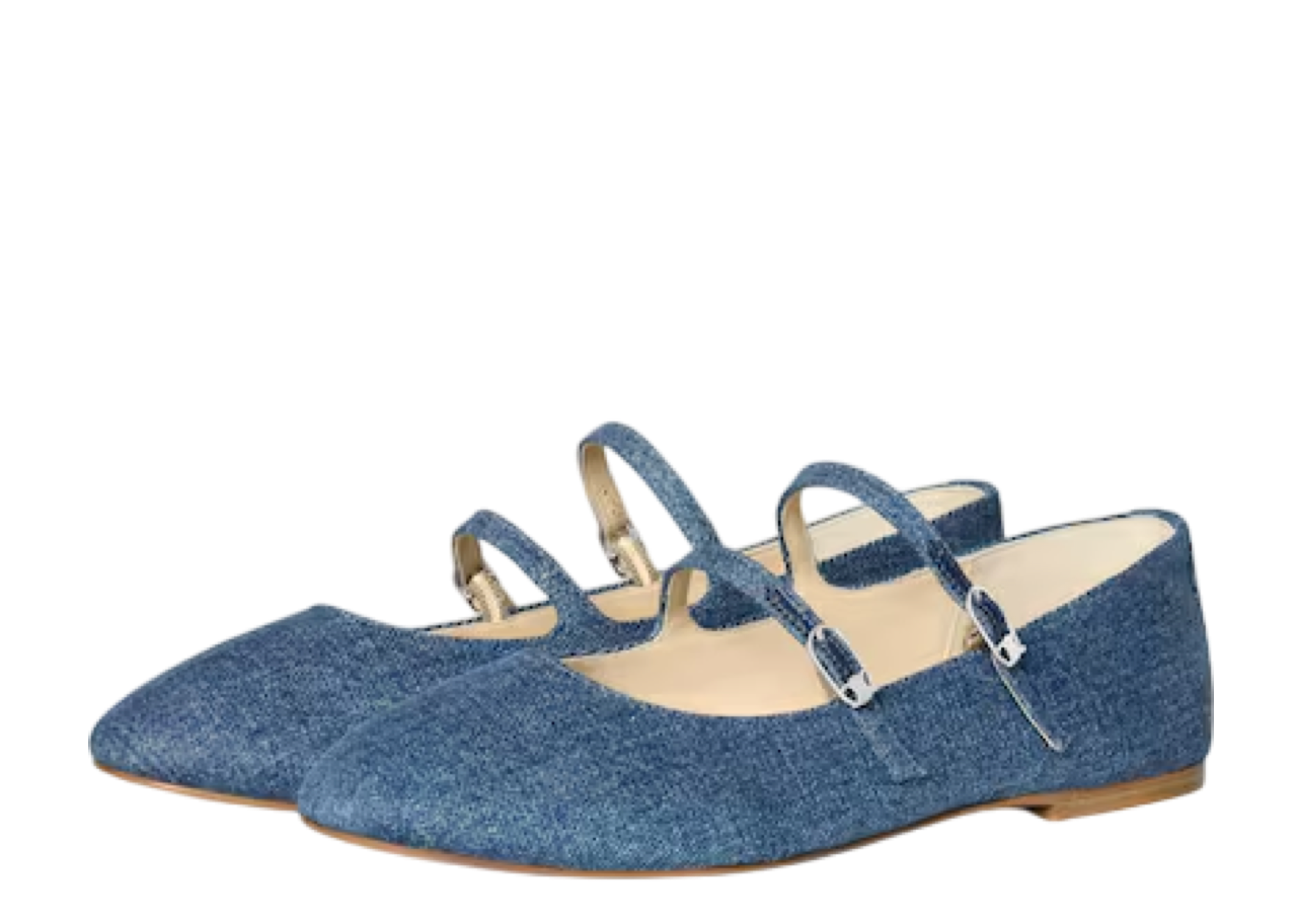 Celine Les Ballerines Celine Double Strap In Denim - photo 2