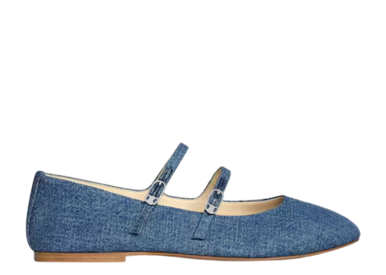 Celine Les Ballerines Celine Double Strap In Denim