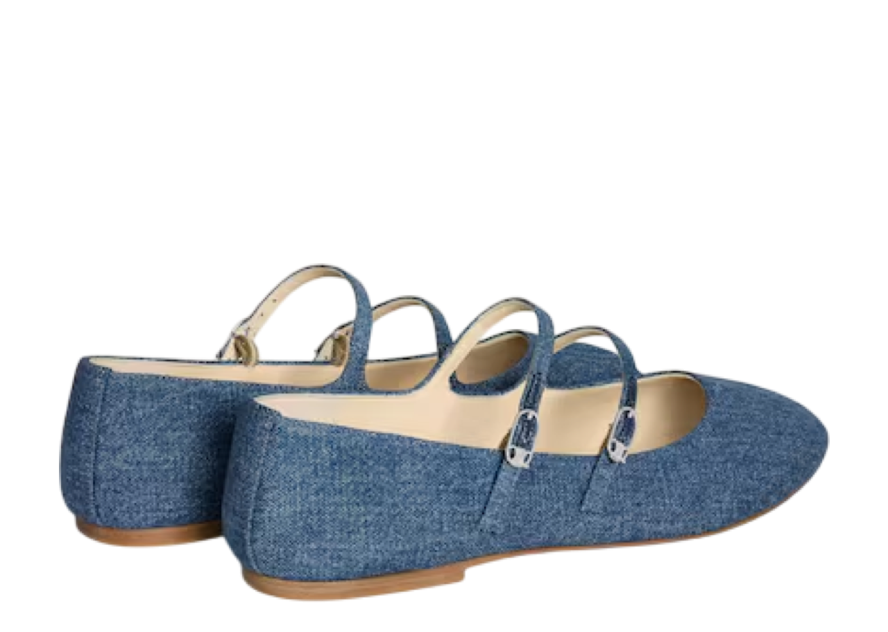 Celine Les Ballerines Celine Double Strap In Denim - photo 3