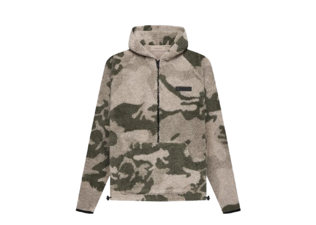 Fear of God Essentials SS22 Polar Fleece Half Zip Hoodie Camouflage