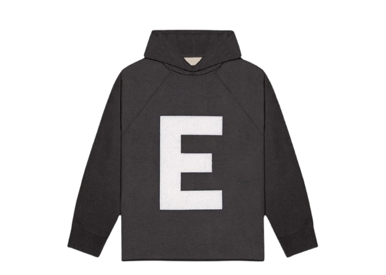Fear of God Essentials SS22 Big E Knit Hoodie Iron Grey