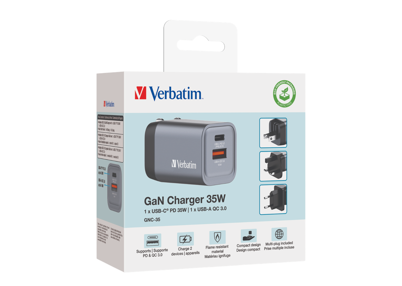 Verbatim 35W 2-Port GaN Wall Charger