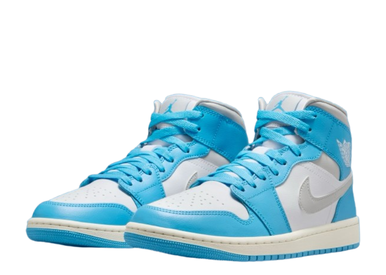 Air Jordan 1 Mid Dark Powder Blue White Sail Neutral Grey (Women's) - photo 2