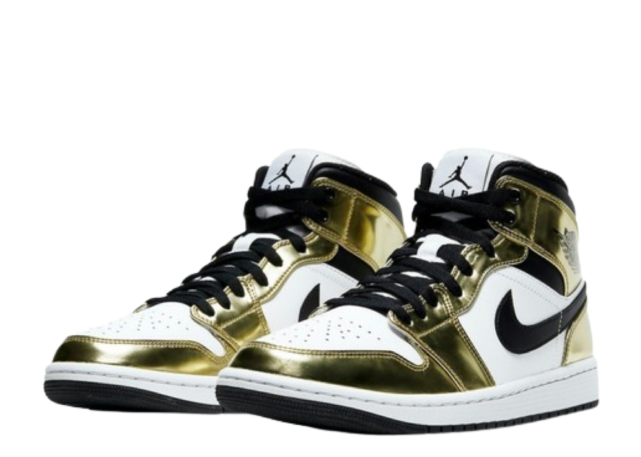 Air Jordan 1 Mid Metallic Gold Black White - photo 2
