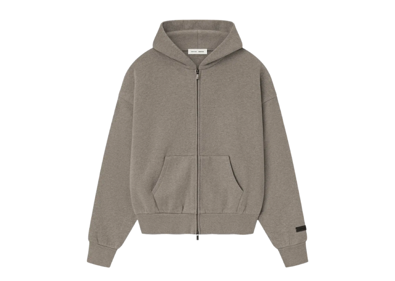 Fear of God Essentials Classic Fleece Zip Up Hoodie Homestead Heather