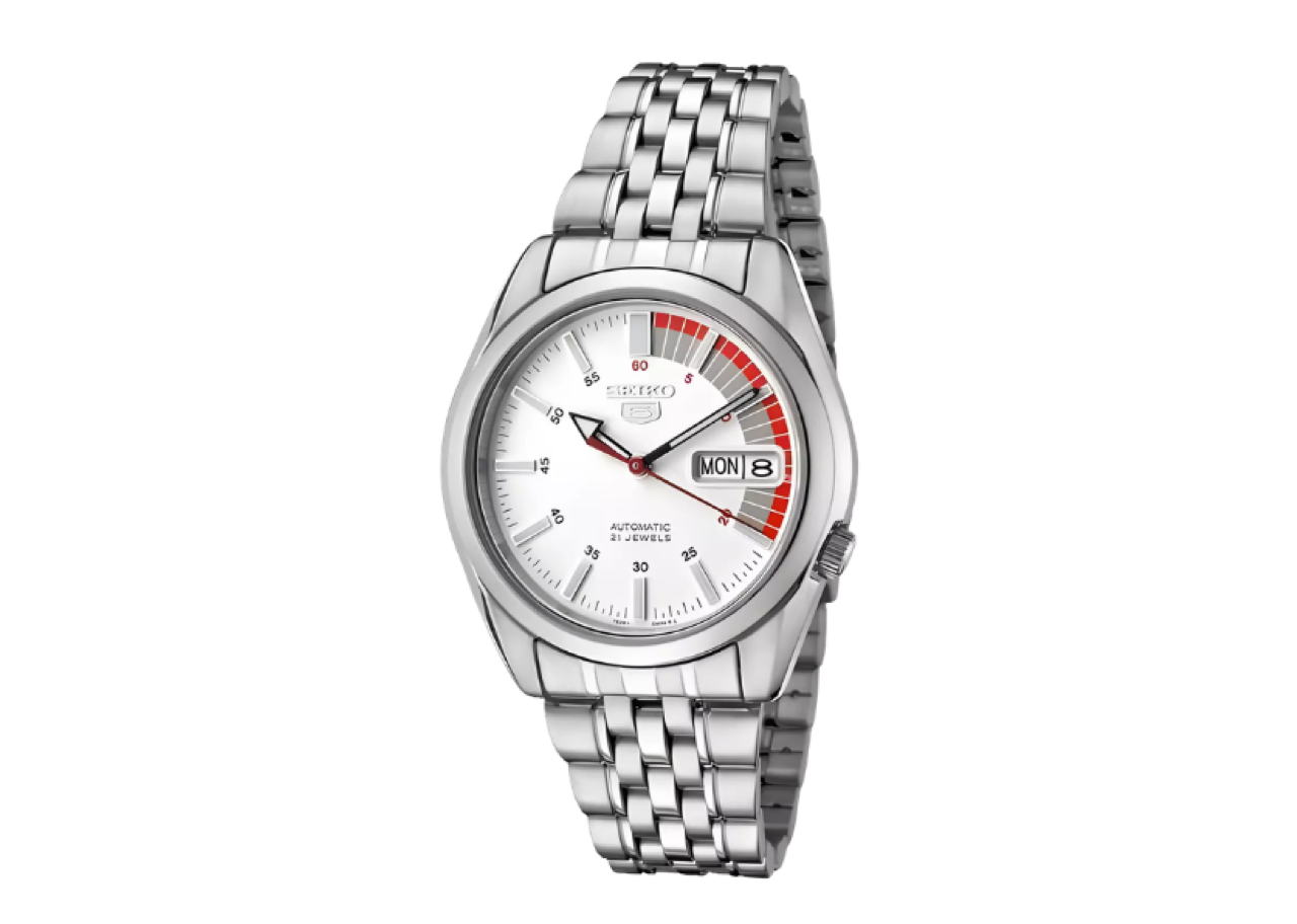 Seiko 5 Sports White Dial Stainless Steel Strap