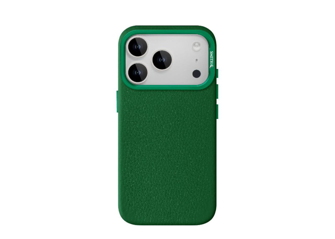 Smith&Leather iPhone 17 Pro Max MagSafe Leather Case Kickstand Lens Frame Green